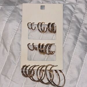 Goldtone Hoop 10 Pair Earring Set